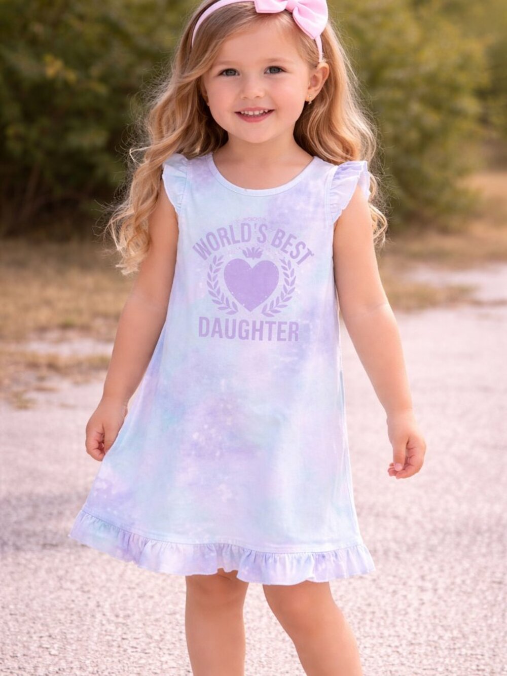NEW The Children's Place Tie Dyed World's Best Daughter Knee Length Nightgown Pj